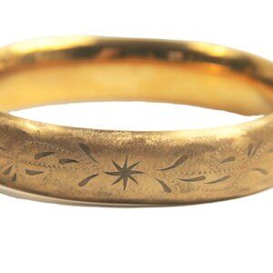 ESTATE VINTAGE JEWELRY HAYWARD 12KT GOLD FILLED ETCHED HINGED BANGLE BRACELET